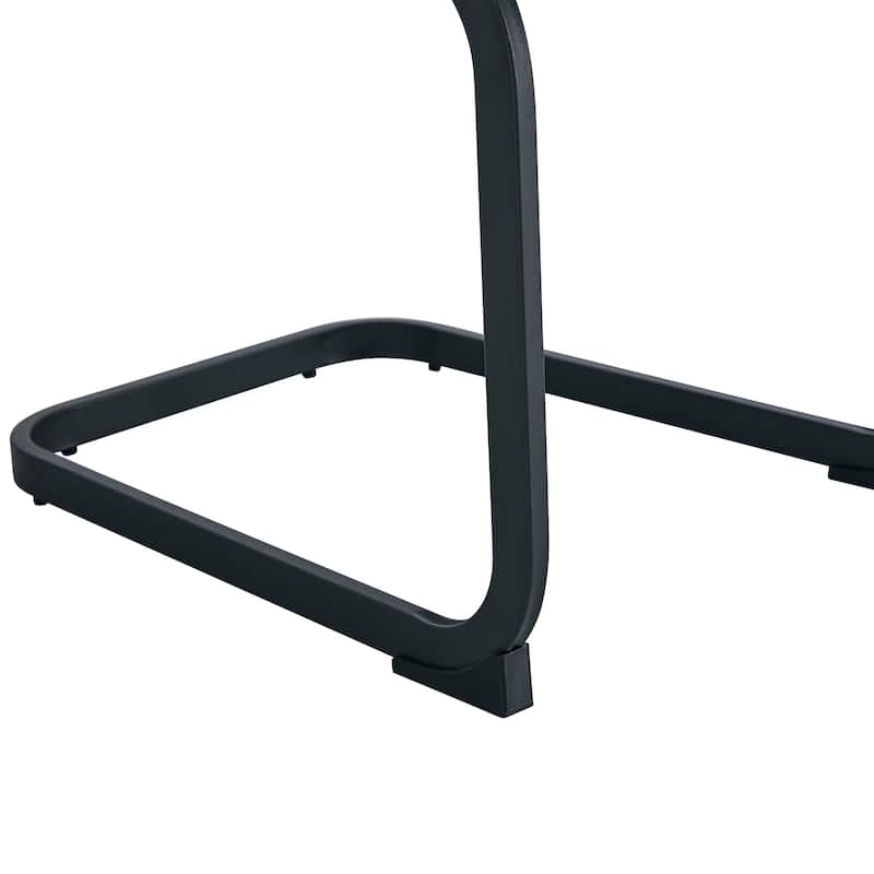5-Piece Wood Textured Dining Table Set with U-shaped Table Legs, Chairs with Arched Black Legs, Curved Backrest