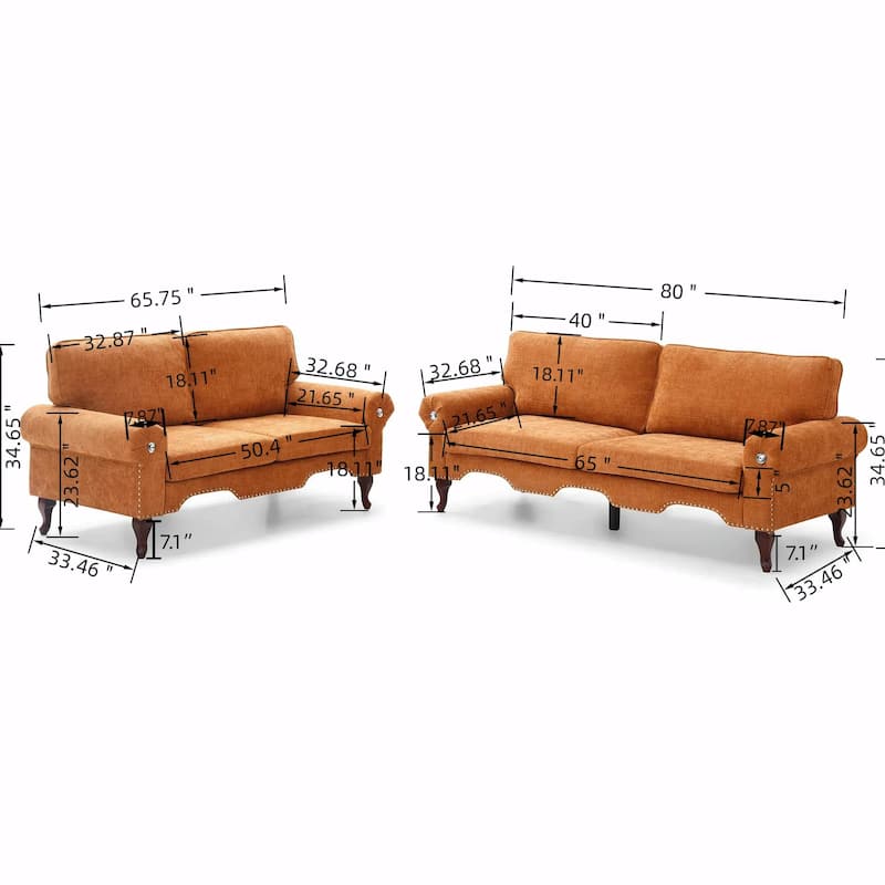 Linen Loveseat - Tufted Chesterfield Sofa
