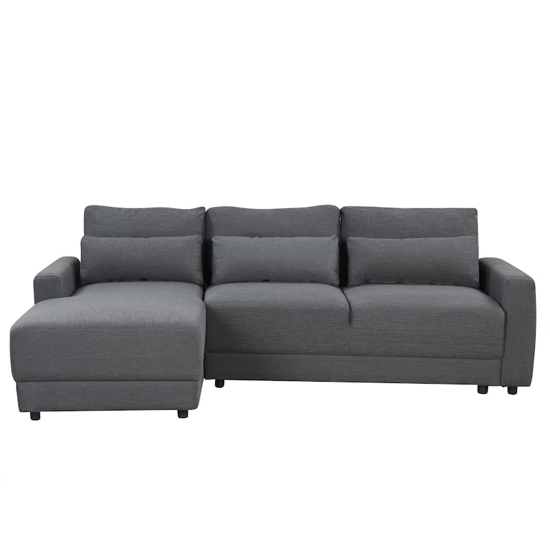 3 Seat Modular Sofa L-shaped Sectional Sofa, Deep Seat Couches with Removable Back Cushions and 3 Pillows for Living room