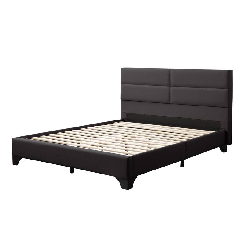 Bellevue Queen Rectangle Panel Upholstered Bed - Dark Grey