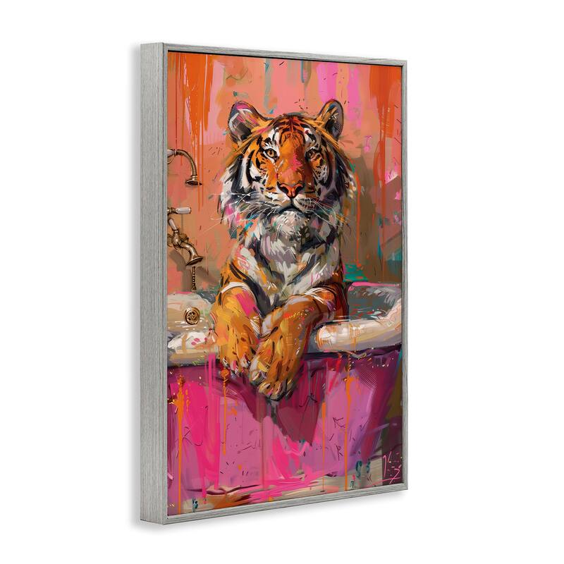 Stupell Fresh Abstraction Tiger in Bathtub Framed Giclee Art Design By LSR Design Studio