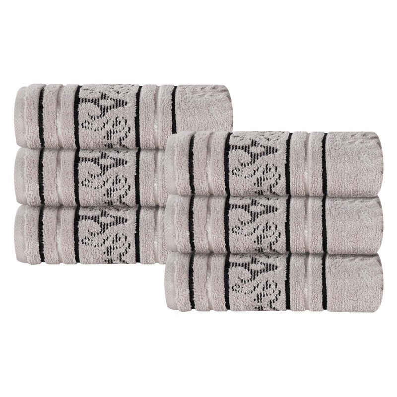 Superior Sadie Zero Twist Cotton Jacquard Hand Towel, Set of 6