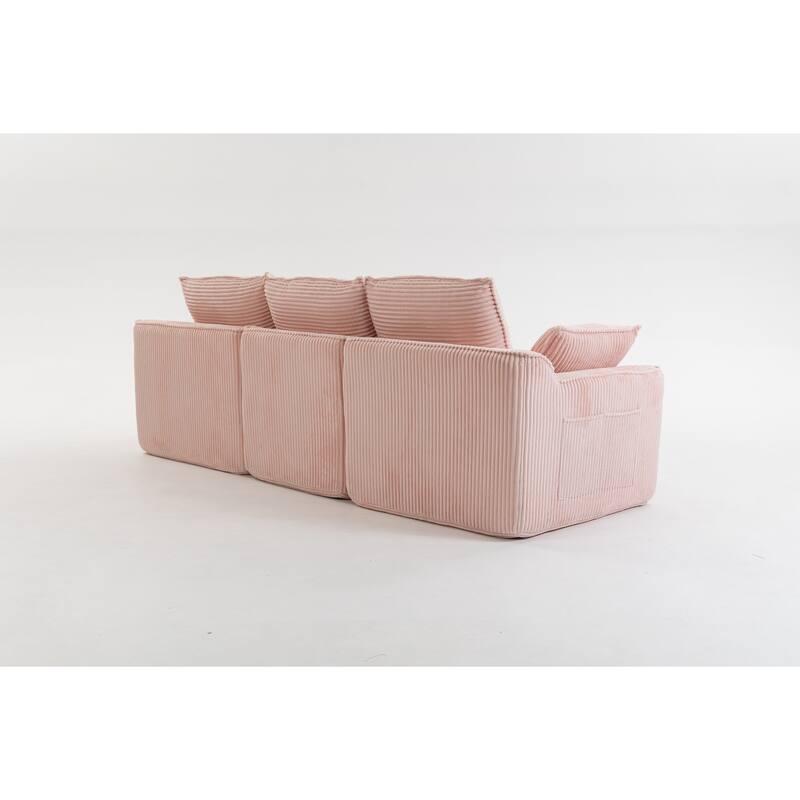 103" L-Shaped Corduroy Boneless Sectional Sofa with Movable Ottoman