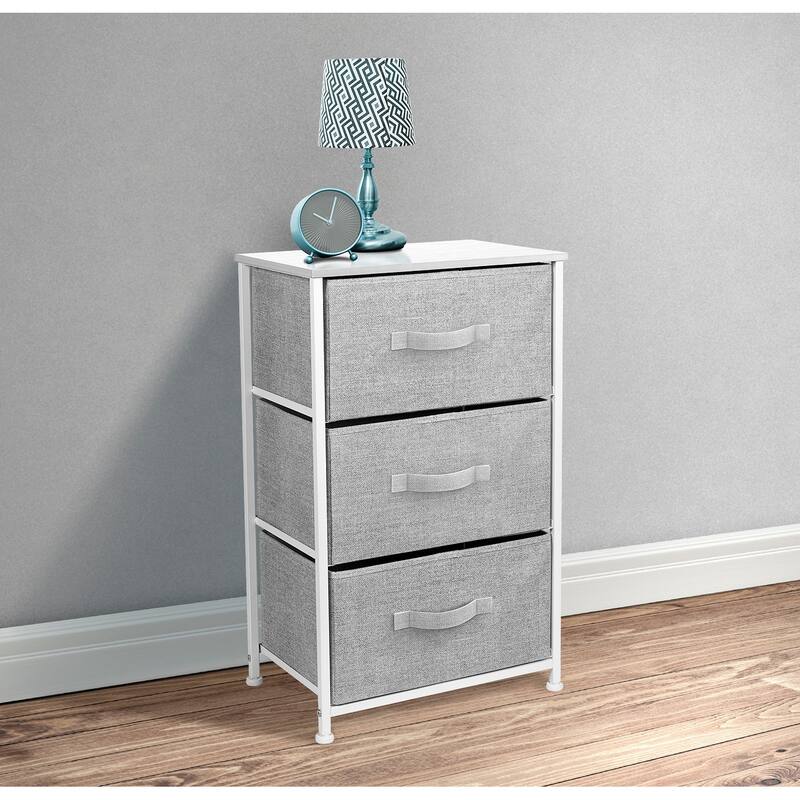 Nightstand w/ 3 Drawers Bedside Furniture & End Table Storage Tower