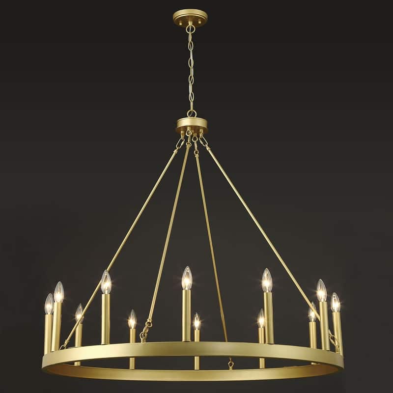 Acroma 12-light Farmhouse 40In Wagon Wheel Chandelier with UL - 40'' D x 138'' H