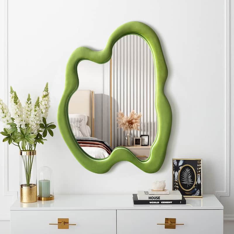 Irregular Asymmetrical Wall Mirror - 20x28 - Green