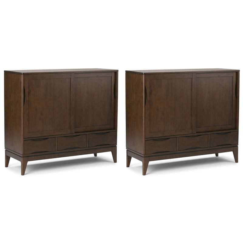 WYNDENHALL Pearson Solid Wood 48 inch Storage Cabinet (Set of 2) - 48"W x 17"D x 42"H