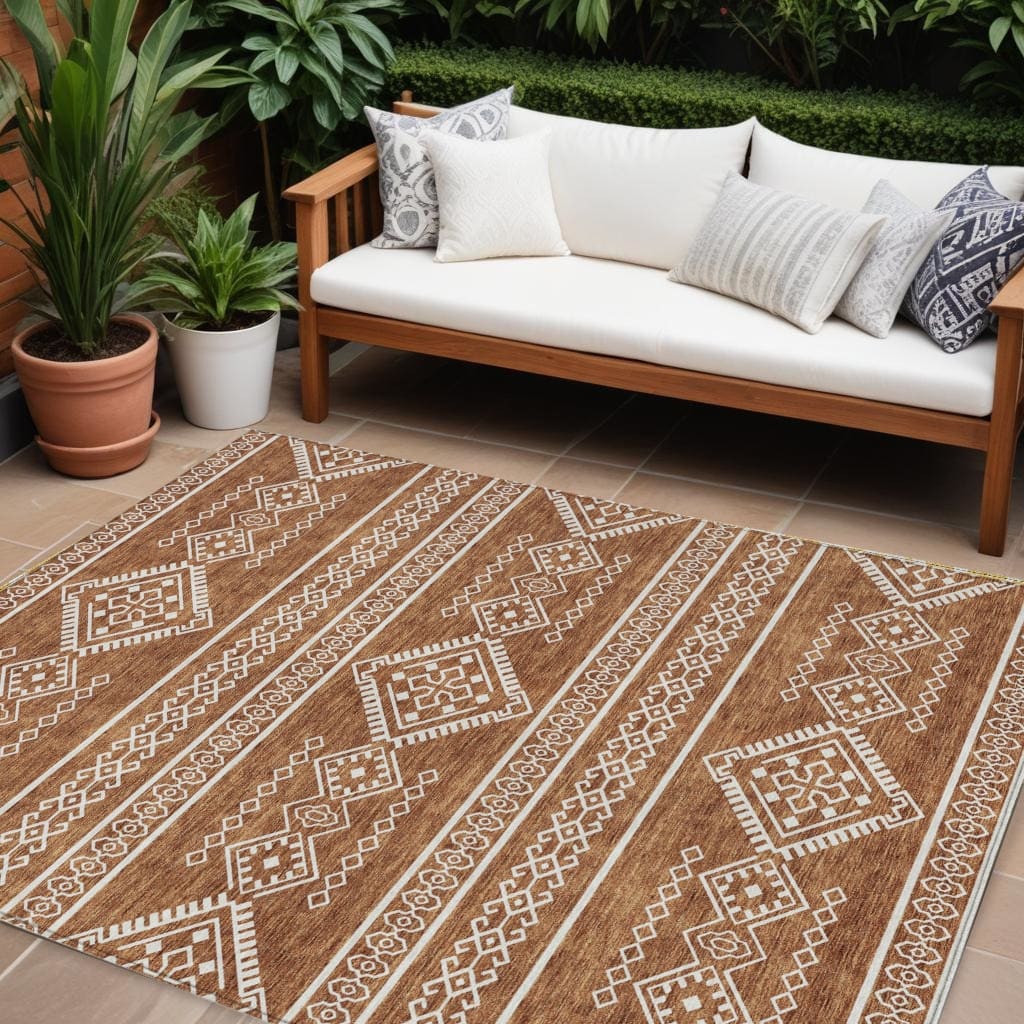 HomeRoots Southwestern Transitional Rectangle Outdoor Rug