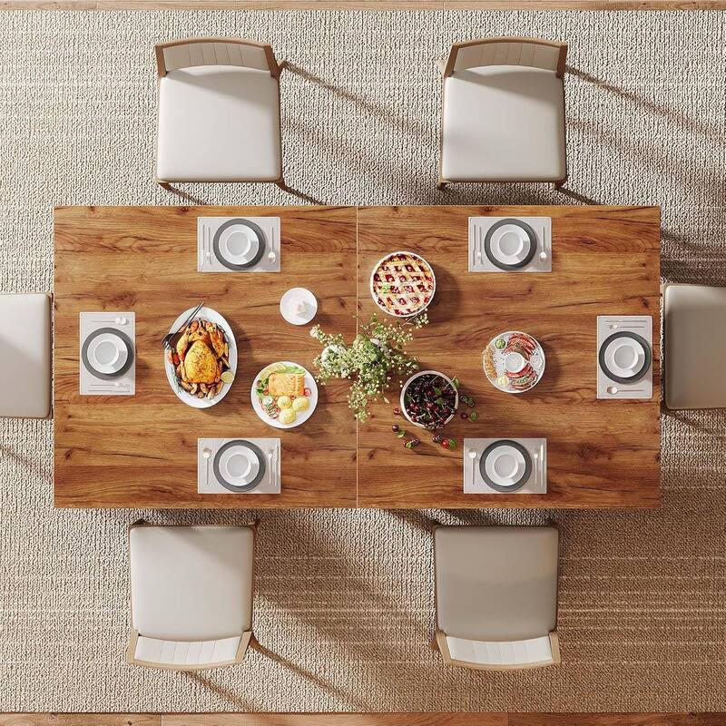 Square Wood Dining Table, Farmhouse Kitchen Table for Living/Dining Room