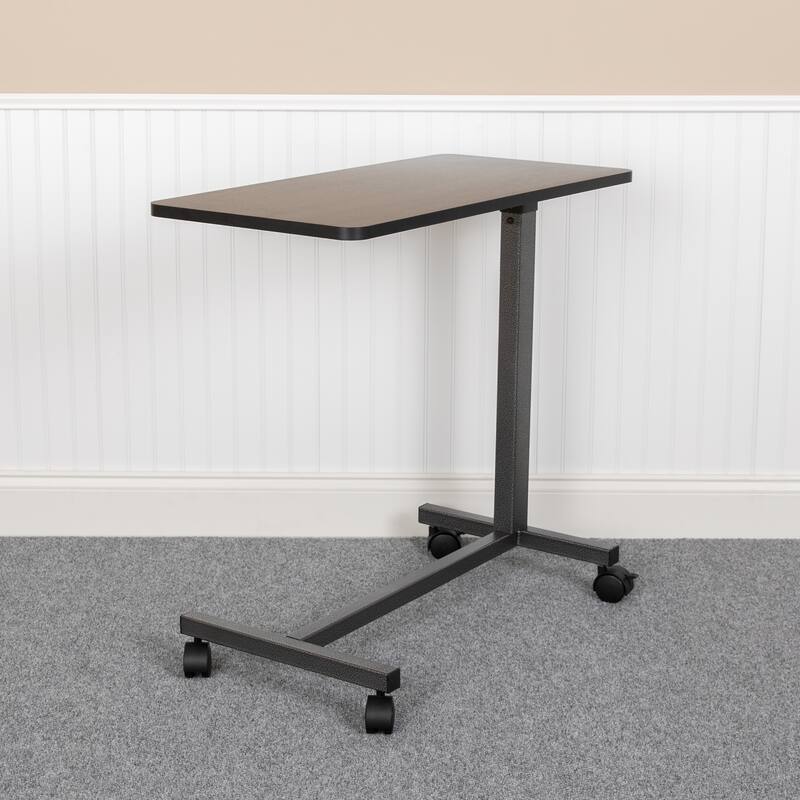 Adjustable Overbed Table with Wheels for Home and Hospital-Rolling Bedside Table - Oak