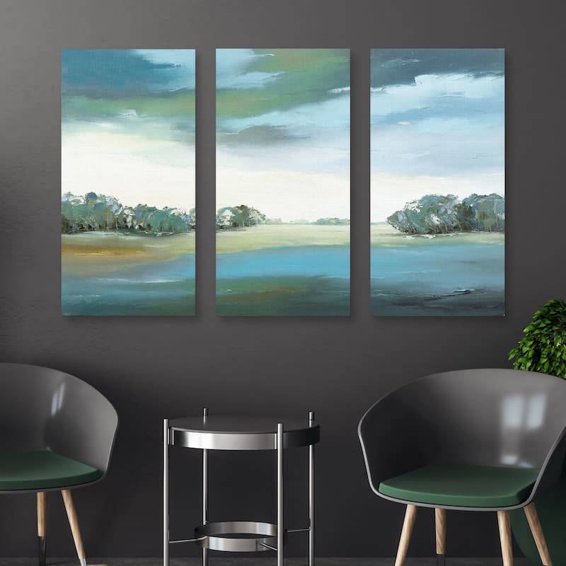 Blue Landscape Light Part A, B, C Canvas Art Prints