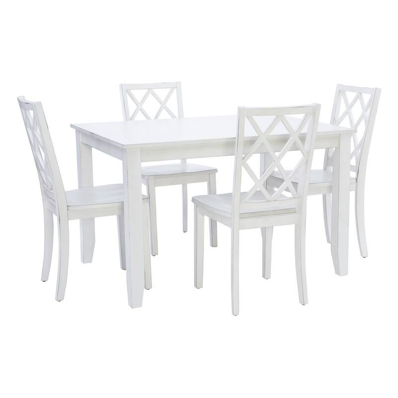 Harrow 5-piece White Farmhouse Dining Set