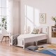 preview thumbnail 4 of 26, Modern Twin Wood Bed Frame with Geometric Headboard, Solid Pine Construction