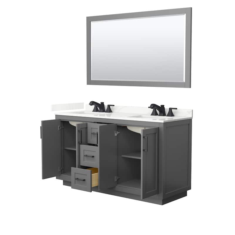Miranda 60-inch Double Vanity, Quartz Top, 58-inch Mirror