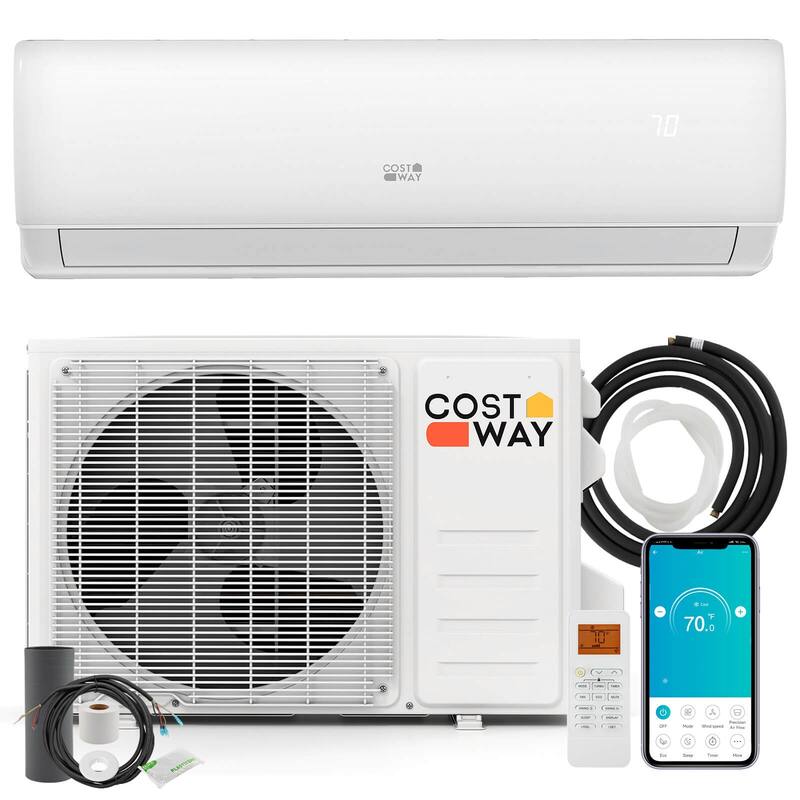 Costway 11500 BTU Wifi Enabled Mini Split Air Conditioner & Heater - See Details - White
