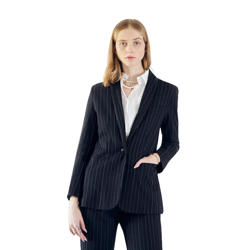 Black Pinstripes Oversize Blazer