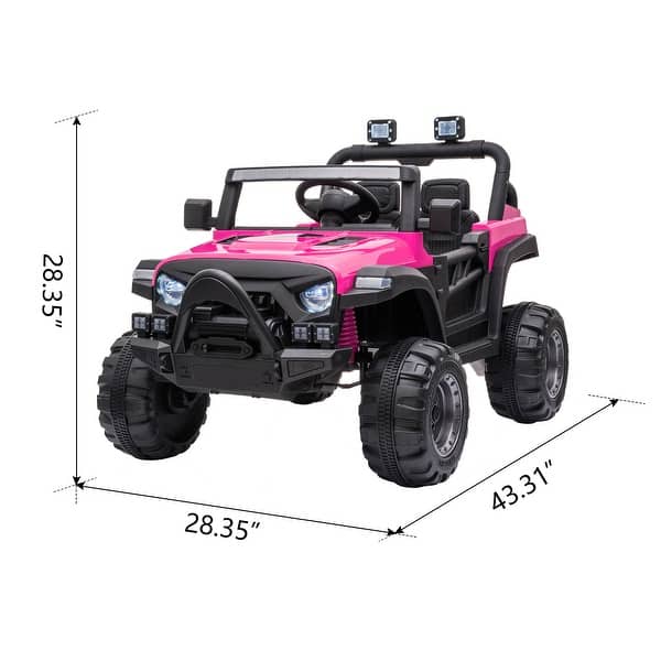 dimension image slide 1 of 2, 12V Motorized Off-Road Kids Car with 2.4G Remote Control, LED Lights, and Suspension