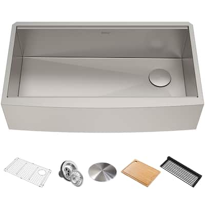 Kraus Kore 35-7/8" Farmhouse Single Basin Stainless Steel Kitchen Sink