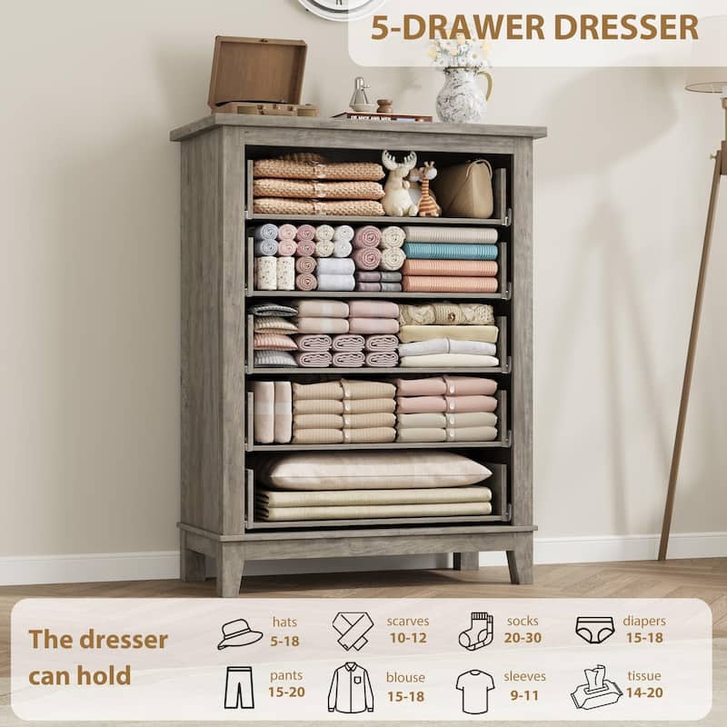 41.3" Tall Vertical Drawer Dresser, with Large Storage