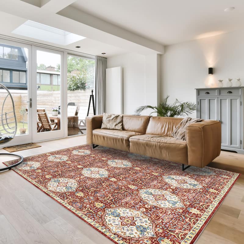Gertmenian Crystal Print Soft Flat Pile Polyester Slip Resistant Washable Indoor Printed Area Rug Collection