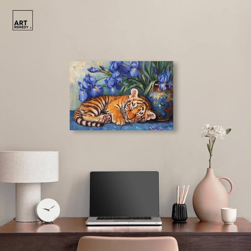 Gentle Tiger Nap Canvas by Art Remedy, Gallery Wrapped