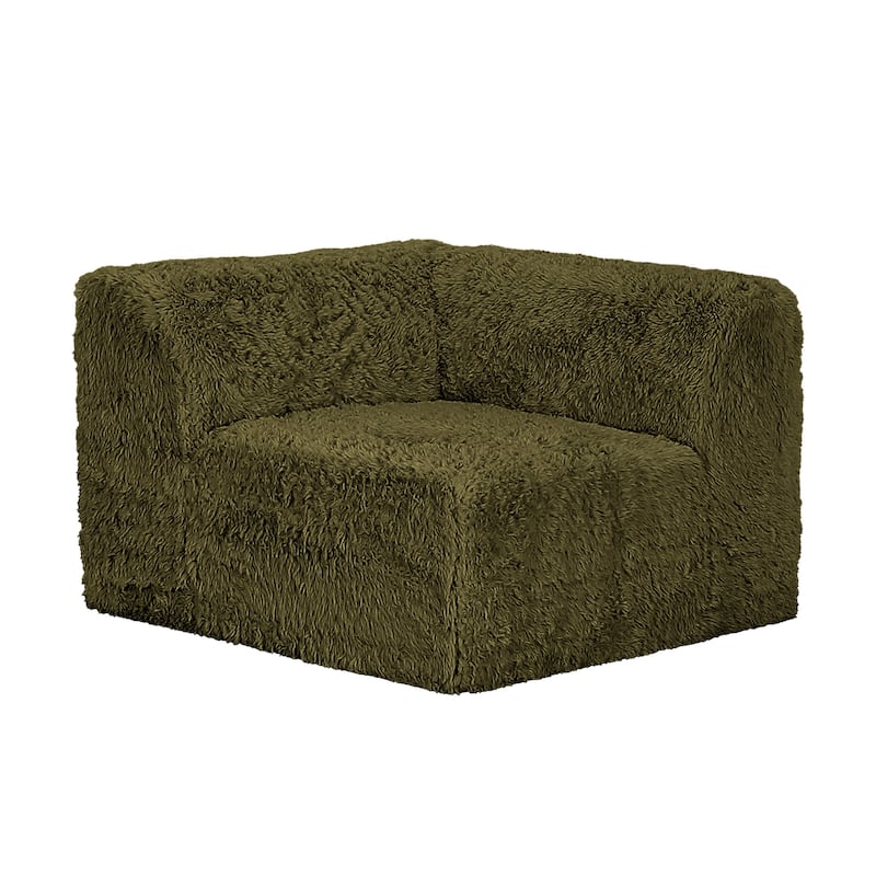 Furniture of America Ylena Modern Faux Fur Foam Modular Compressed Sofa Chair