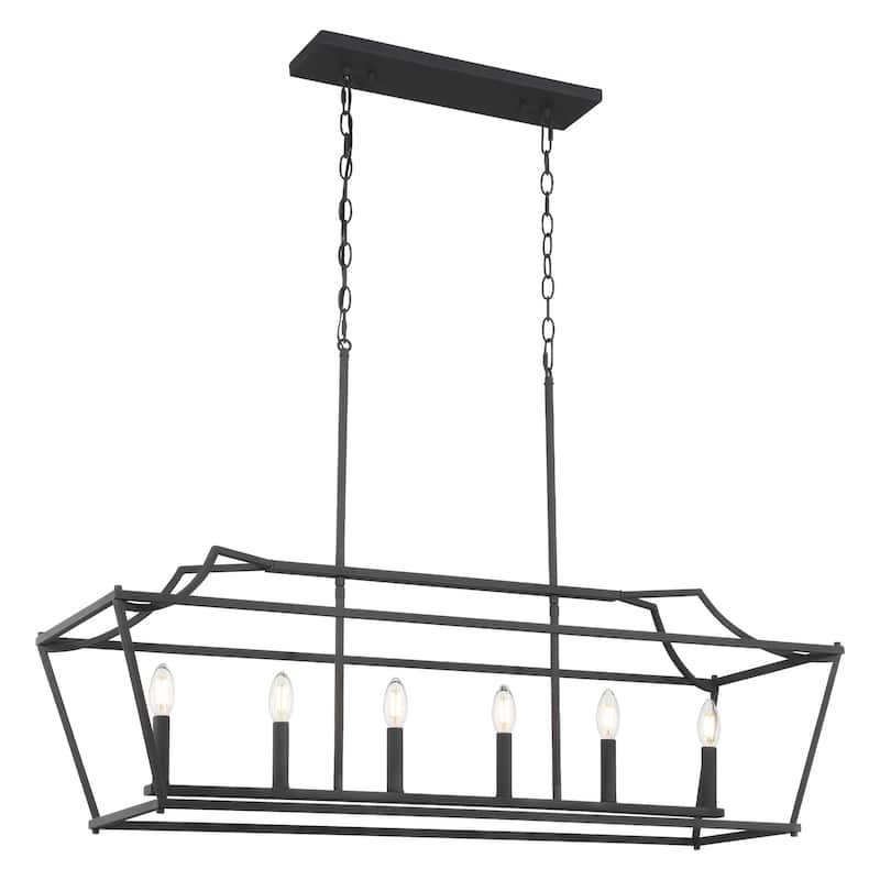 Farmhouse Black 6-light Rectangle Chandelier Linear Lighting for Dining Room