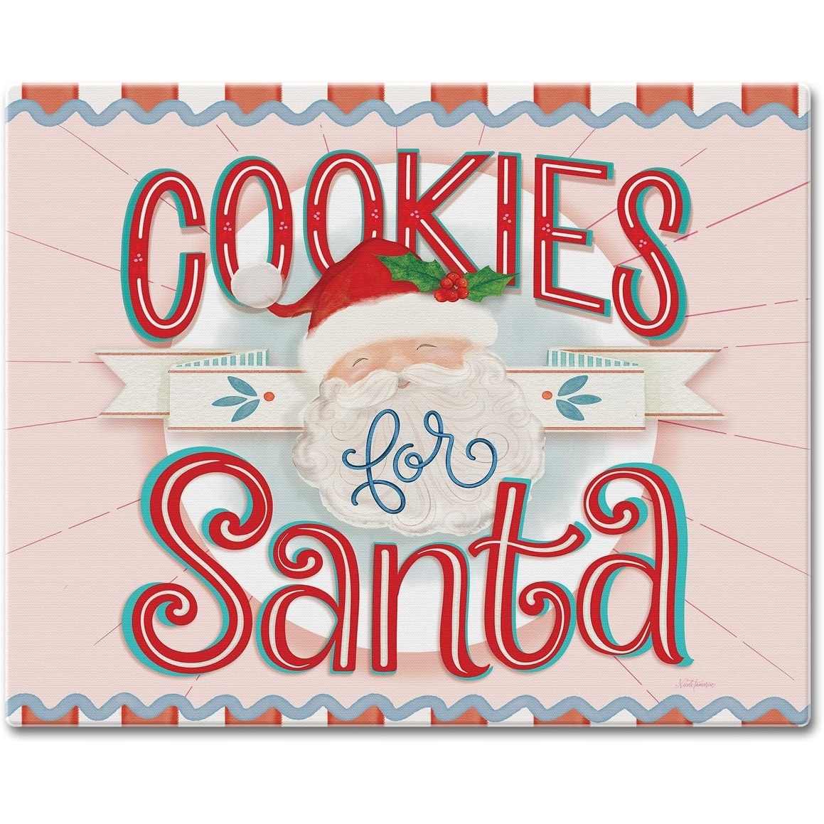 Cookies for Santa 3mm Tempered Glass Cutting Board 15” x 12” Manufactured in the USA Serving Board Charcuterie Board