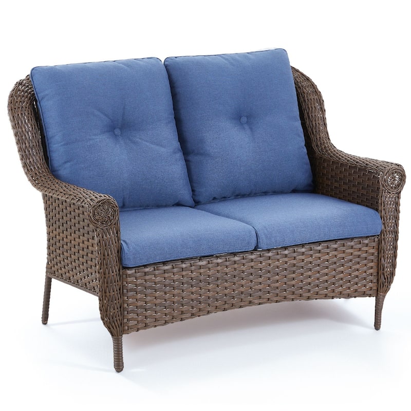 Loveseat Outdoor Patio Sofa Couch Brown - Blue