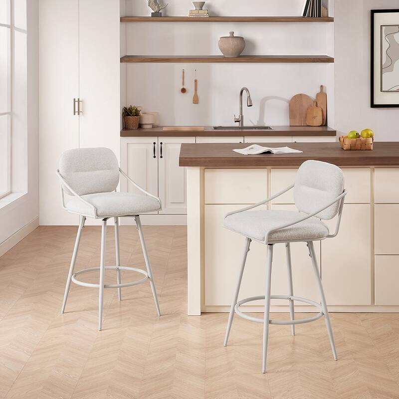 Art Leon Mid-century Modern Fabric Swivel Barstool