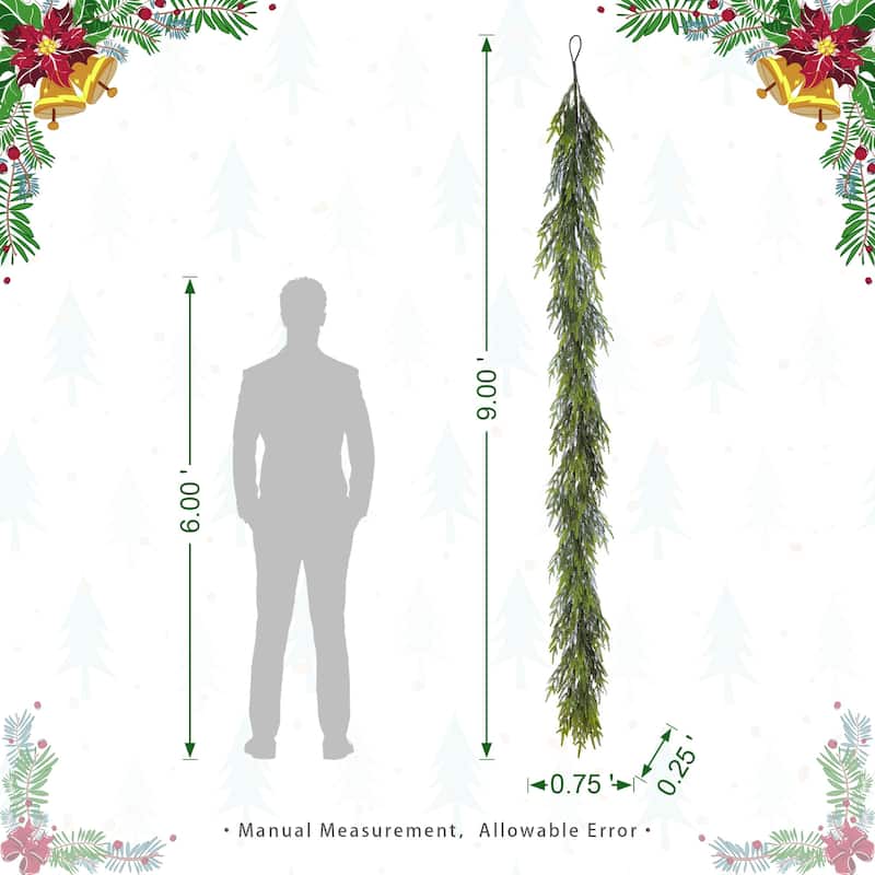 Glitzhome Christmas Greenery Pine PE Dripping Garland & Wreath & Teardrop Set