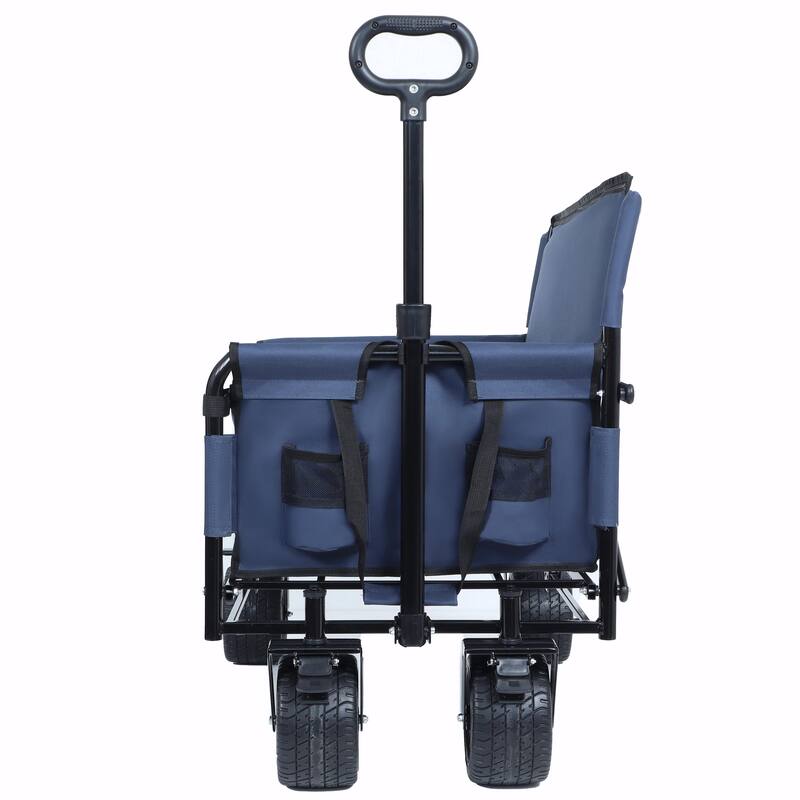 3-in-1 Convertible Folding Wagon Cart with Bench Seat & Storage - 500lbs Heavy-Duty Utility Wagon, 180L Capacity