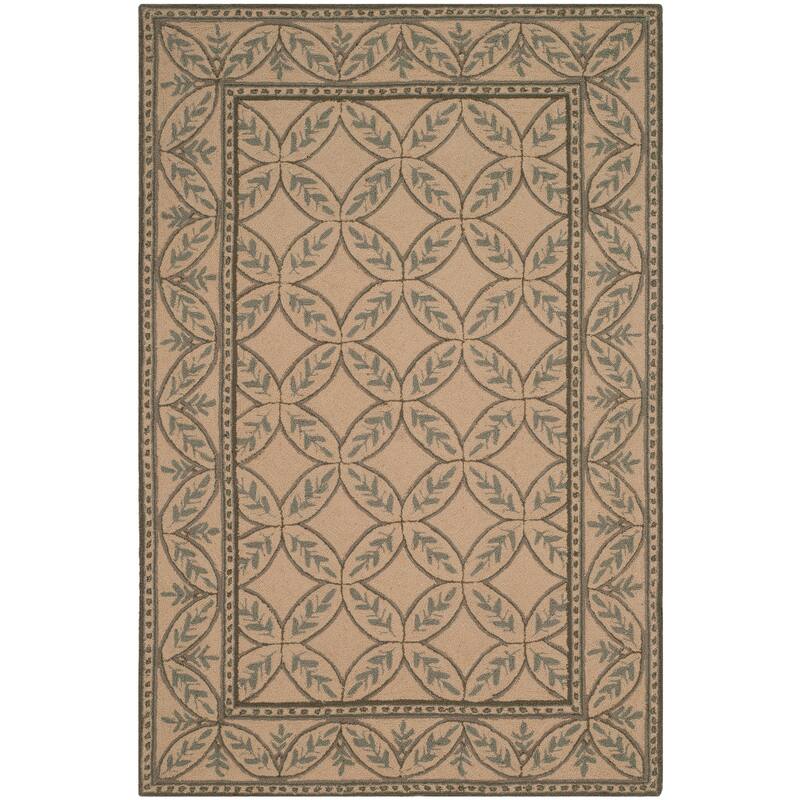 SAFAVIEH Handmade Wilton Latricia Country Floral Wool Rug - 3'9" x 5'9" - Taupe/Green