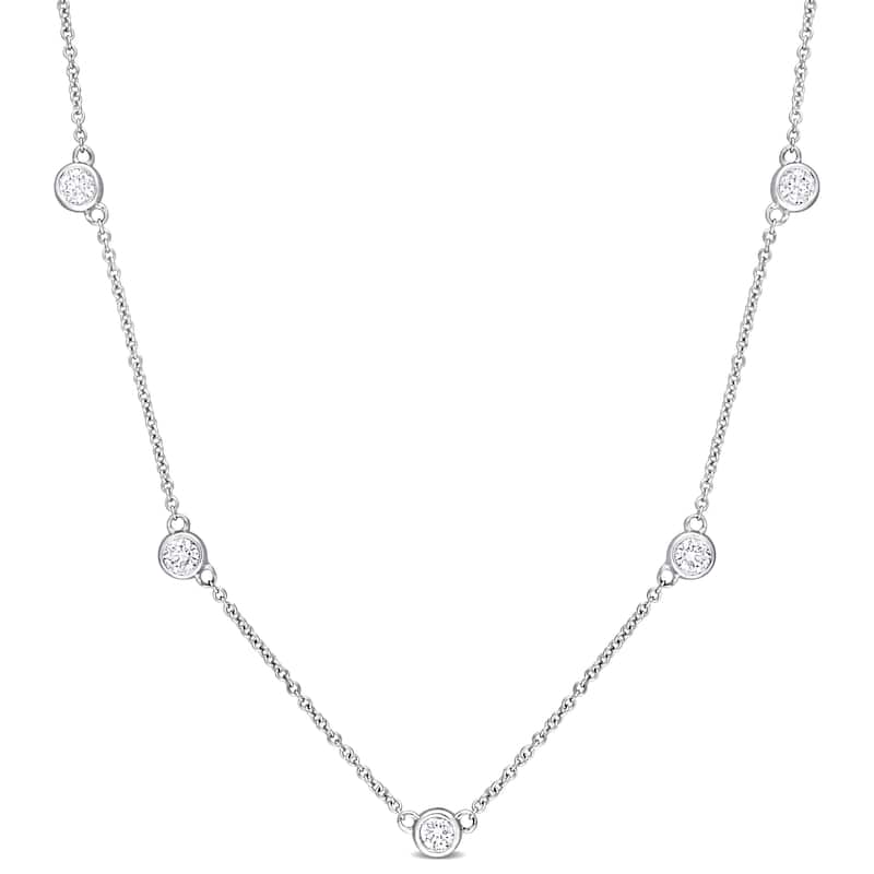 Miadora 1ct TW Diamond Station Necklace in Platinum