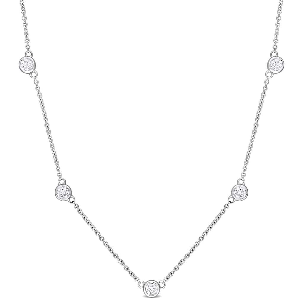 Miadora 1ct TW Diamond Station Necklace in Platinum