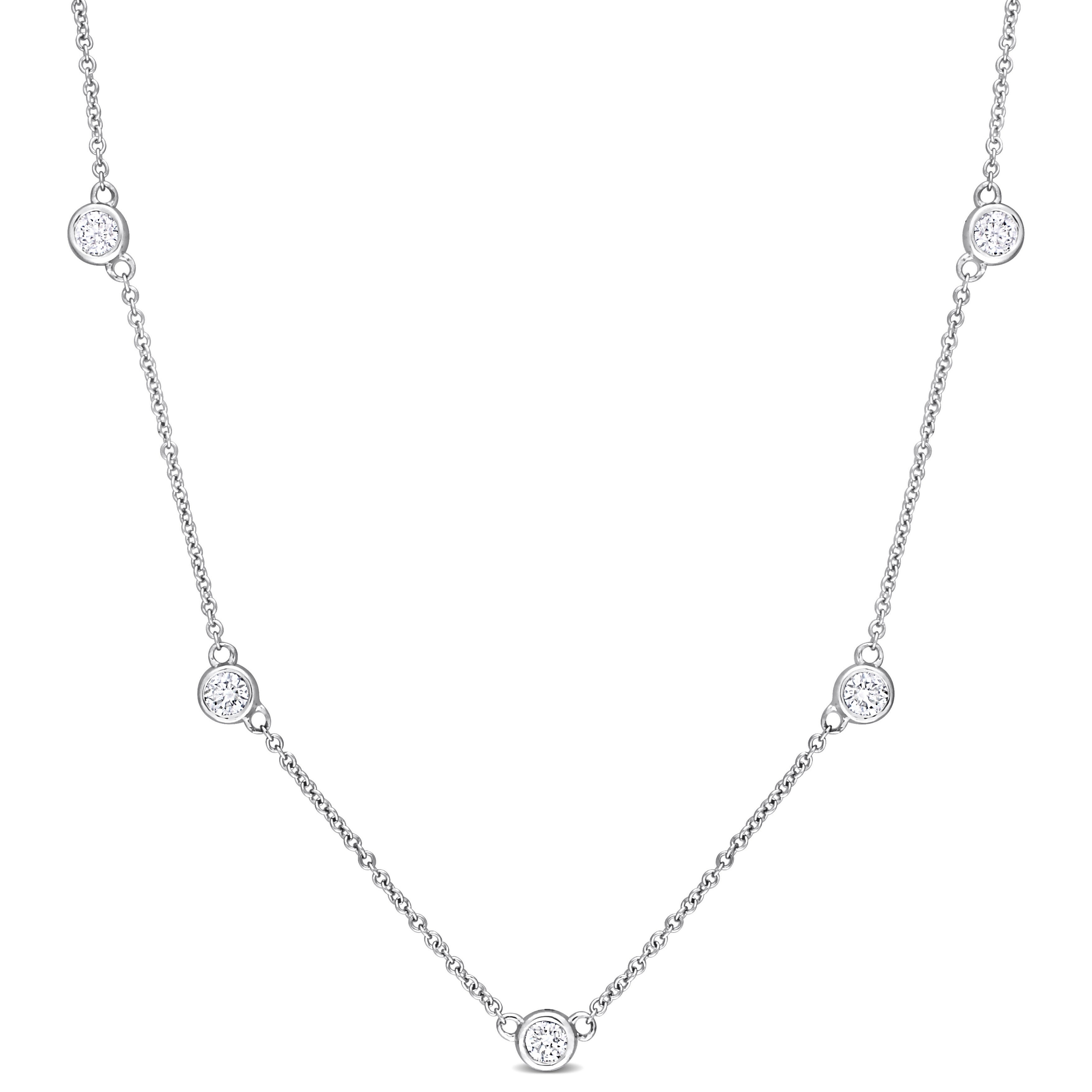 Miadora 1ct TW Diamond Station Necklace in Platinum