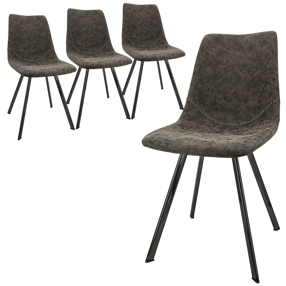 Markley Modern PU Leather Upholstered Ergonomic Mid-Back Accent Chair with Metal Legs for Home Kitchen or Living Room (Set of 4)