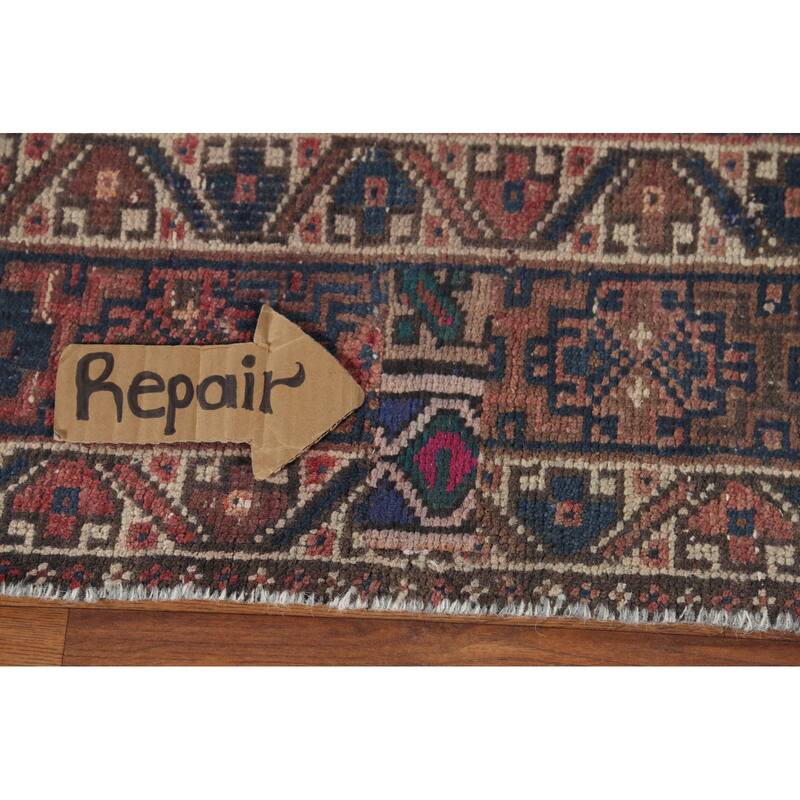 Geometric Sirjan Persian Vintage Area Rug Handmade Wool Carpet - 6'7"x 9'7"