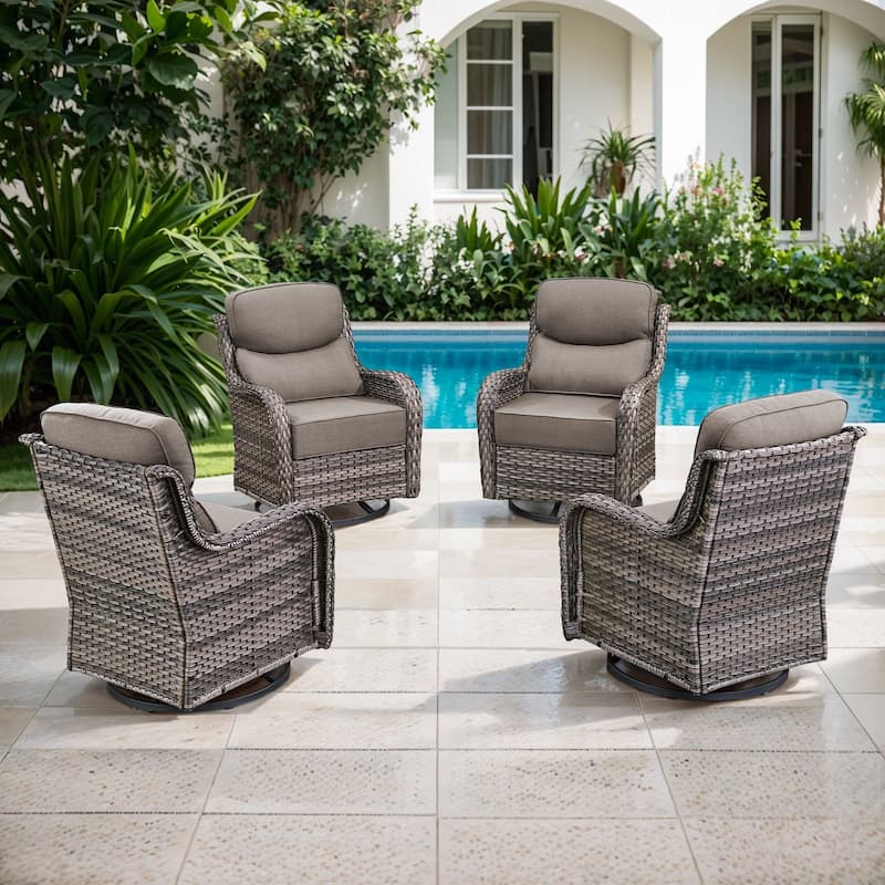 Gymojoy 4-Piece Patio Swivel Glider Chair Set, 6-Inch Ultra-Plush Cushions & Water-Resistant Olefin Fabric