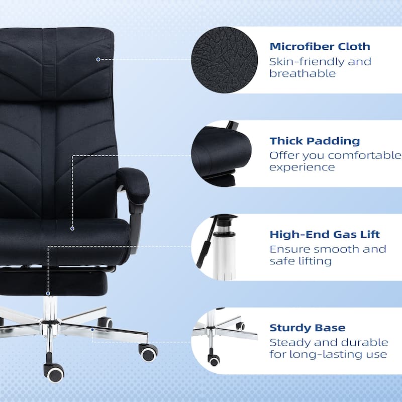 Vinsetto High-Back Executive Office Chair with Footrest, Microfiber Computer Chair with Reclining and Armrest, Ergonomic Chair