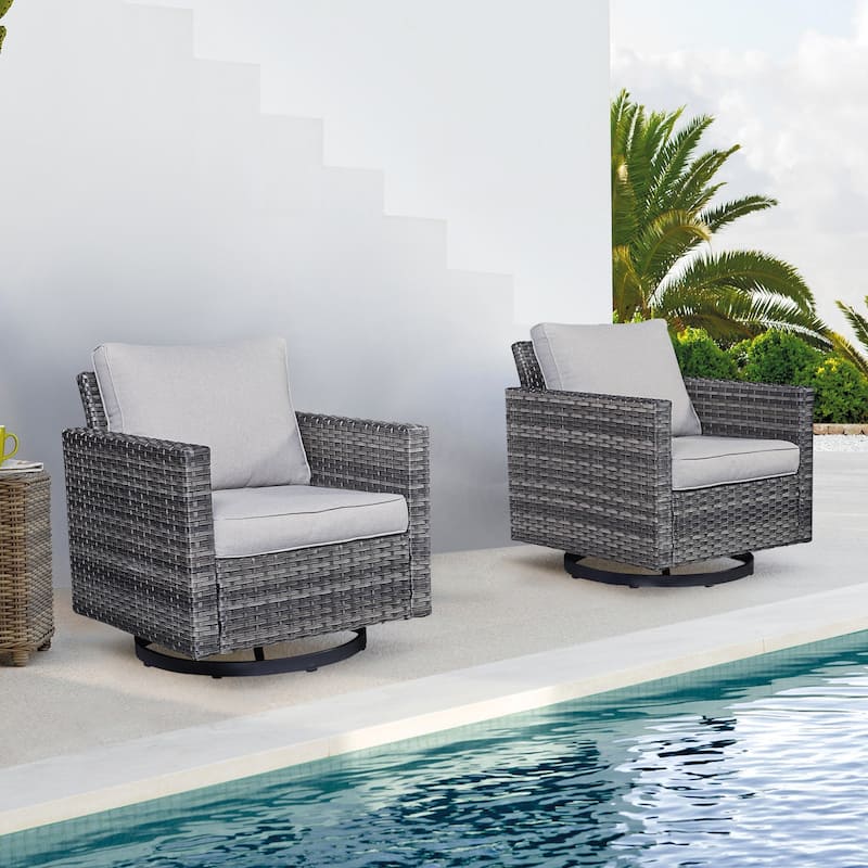 Outdoor Swivel Chairs Patio Glider Chairs Set of 2 - Beige