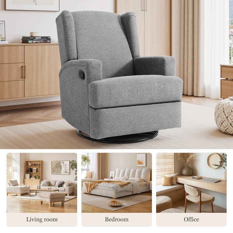 UIXE Upholstered Chenille/Boucle Swivel Glider Rocker Recliner