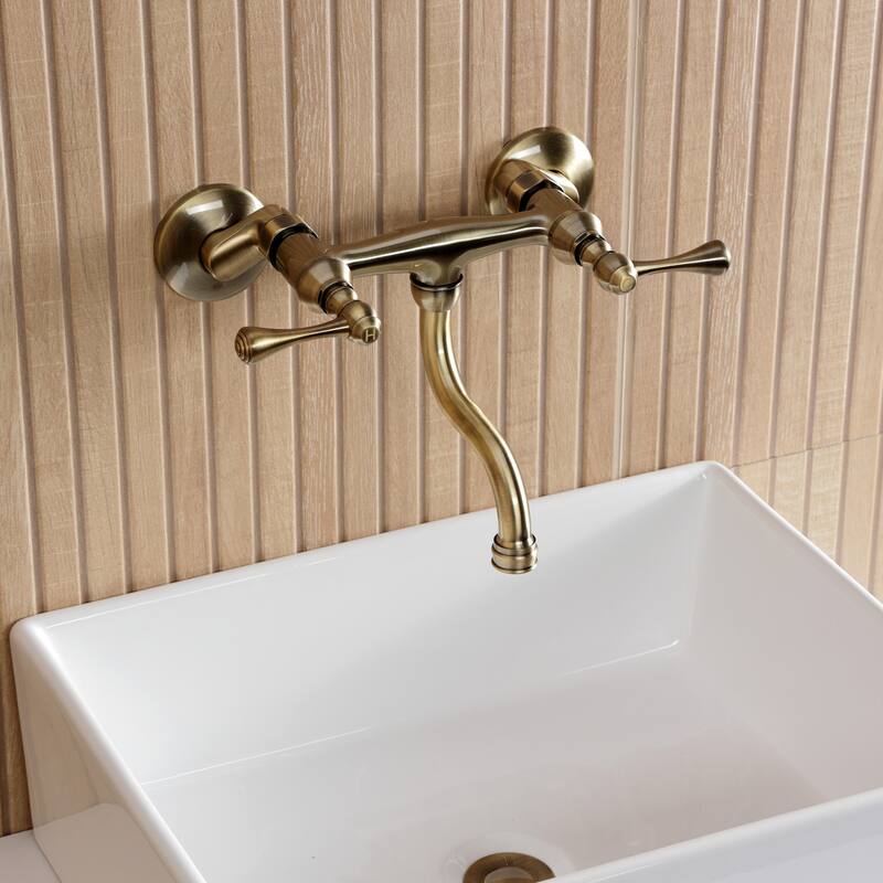 Kingston Brass Kingston Two-Handle 2-Hole Wall Mount Bathroom Faucet