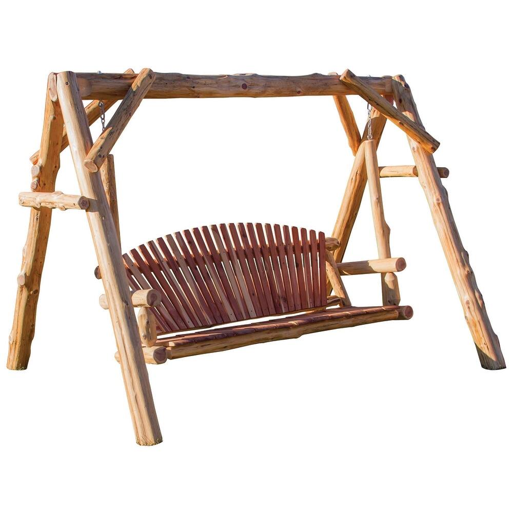 Outdoor Cedar Log Swing