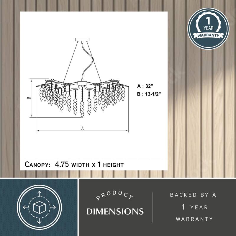 Rainier 5 Light Silver Crystal Waterfall Chandelier - 32-in W x 18.5-in H x 32-in D