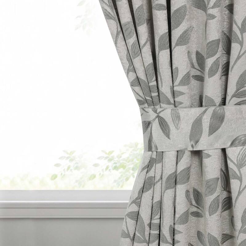 Superior Leaves Machine Washable Room Darkening Grommet With Ties Blackout Curtains, Set of 2