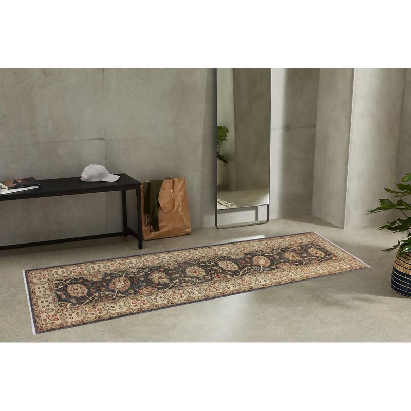 Boho Chic Ziegler Jama Gray Beige Hand-Knotted Wool Runner - 2'6" x 10'8"