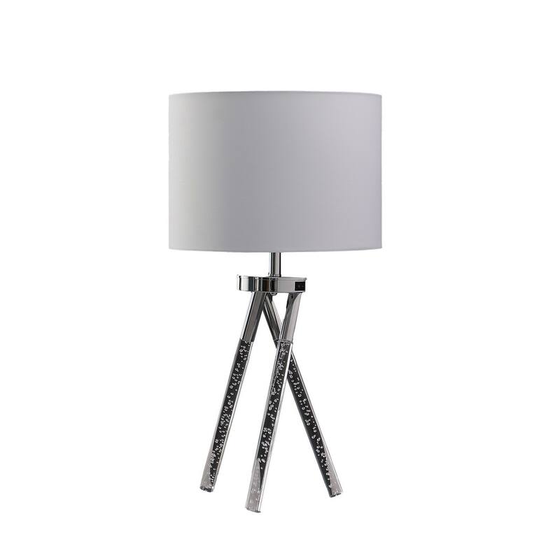 26.25" In Mid Century Birgit Led Acrylic Tapered Legs Silver Metal Table Lamp - Silver