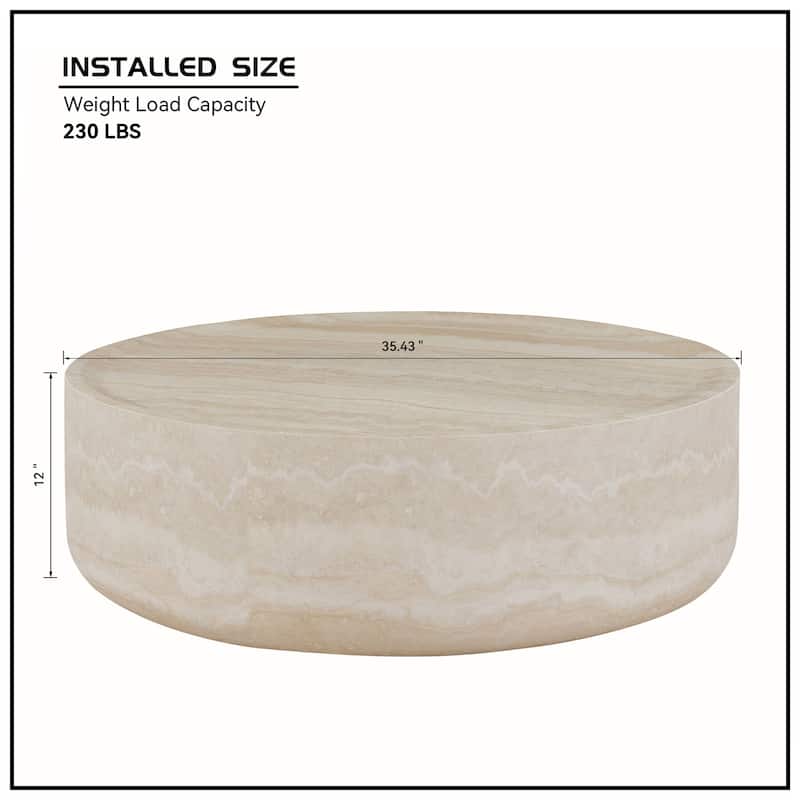 35.43'' Faux MARS Pattern Coffee Tables Faux Travertine Textured