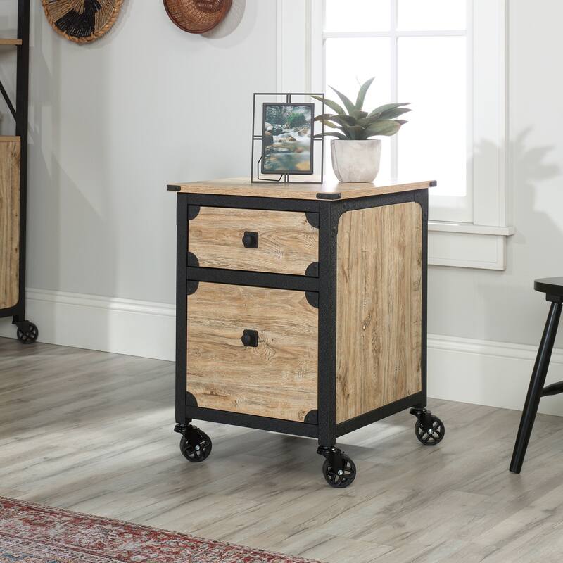 Industrial Brown Mobile File Cabinet with Casters for Letter Legal Files